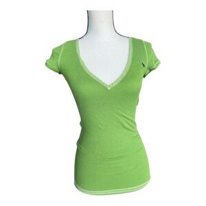 Abercrombie & Fitch Vintage Y2k Lime V-Neck Baby Doll Tee Size M